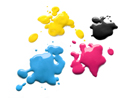 Drops of printing inks cyan magenta yellow black